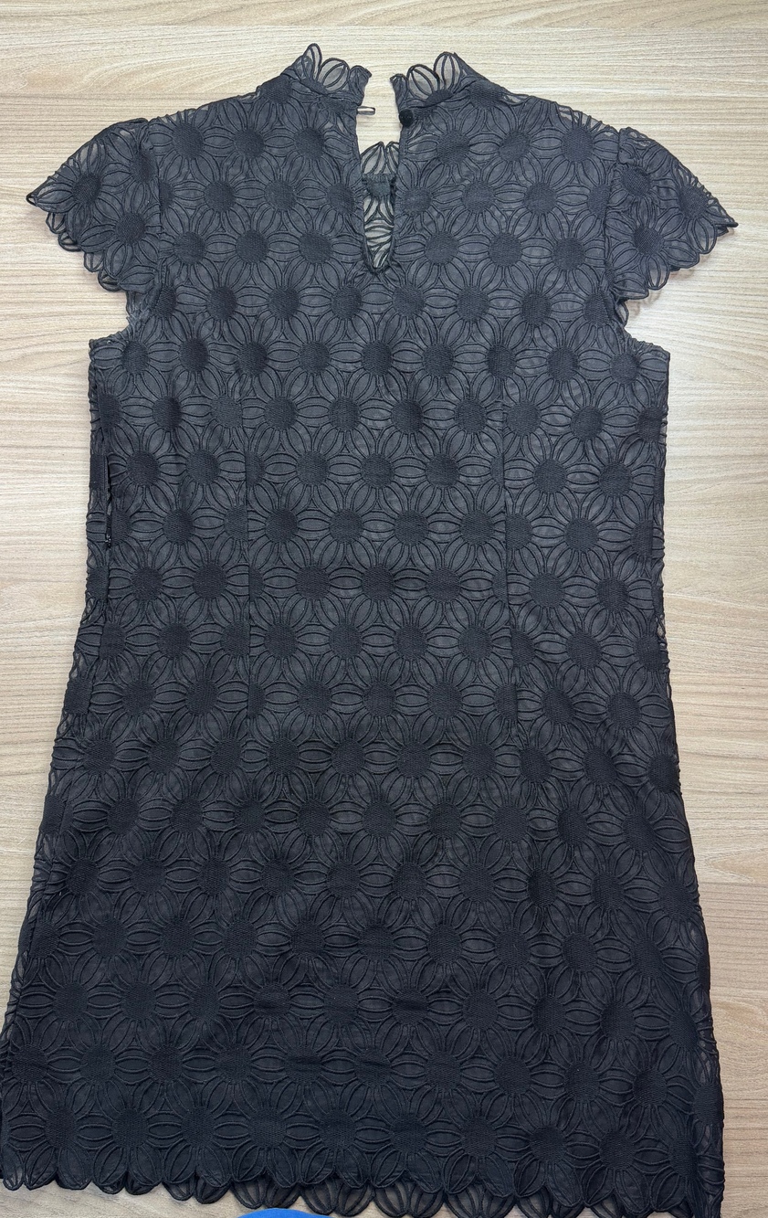 Zara Women's Black Lace Mini Dress Size S Short Sleeve Floral Scalloped Crochet